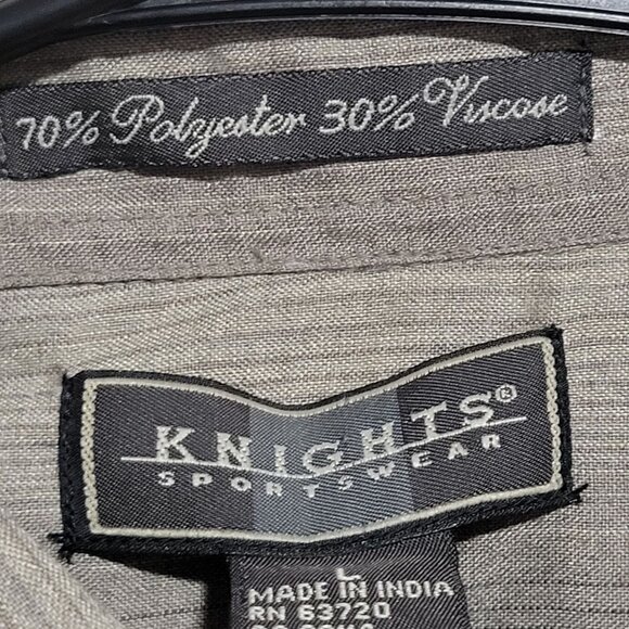 Knights Sportswear Button Front Shirt Mens Large Gray Striped Long Sleeve New - Picture 5 of 6
